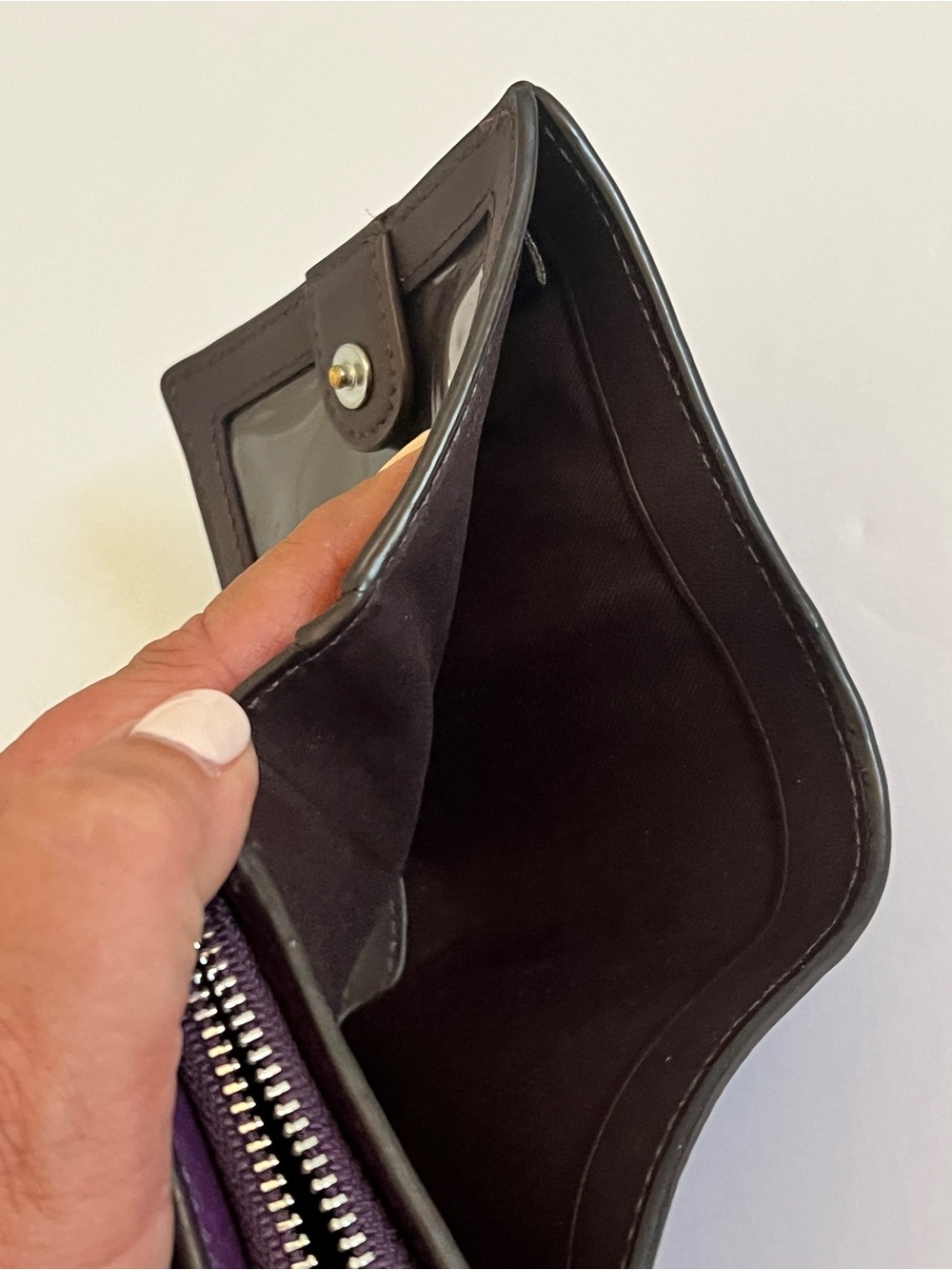 Coach Purple Pebbled Leather Small Bifold ID Wallet - Picture 7 of 7